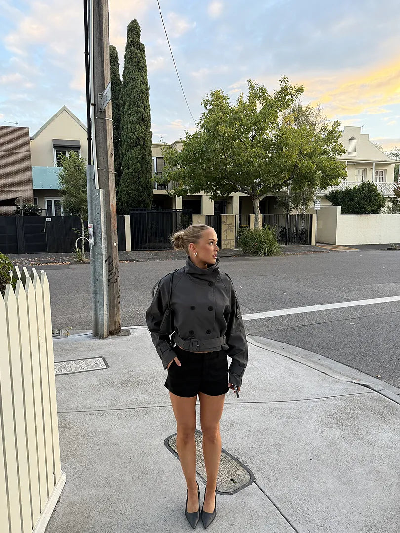 Blanc Cropped Trench Coat